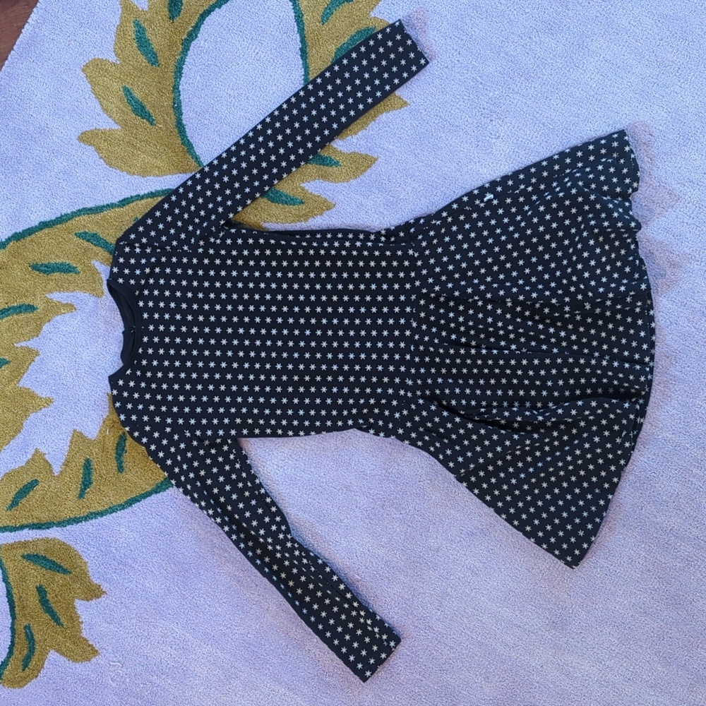 Girls black snowflake pattern drop waist dress size 8/10